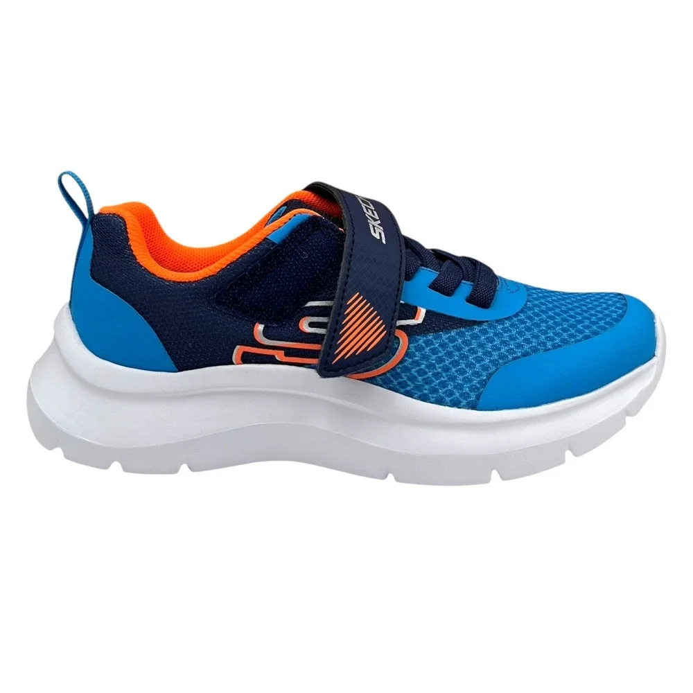 Skechers Squad Youth Boys Slip On Sneakers Size 1 Royal Navy Blue/Orange Shoes